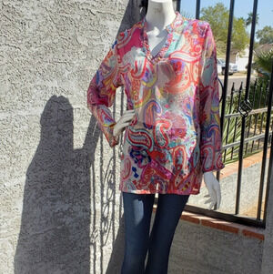 TRAVEL SMITH SHEER‎ BLOUSE